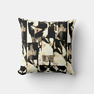 Black Brown Tan Taupe Beige Contemporary Art Print Cushion
