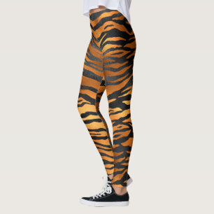 Black Brown Tiger Stripe Animal Stylish Fashion Leggings