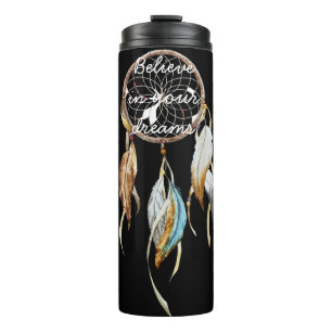 Black Brown Turquoise Dream Catcher Thermal Tumbler