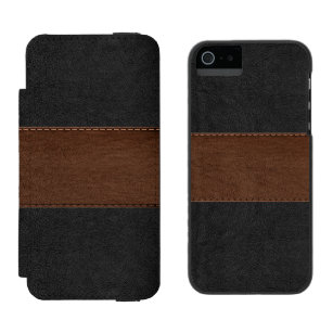 Black & Brown Vintage Leather Texture Incipio Watson™ iPhone 5 Wallet Case