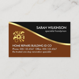Black Brown Wave Handyman Repairs Business Card