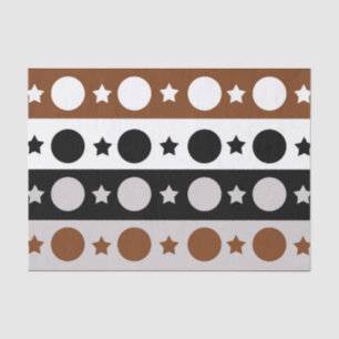 Black Brown White Dots Stars Stripes Design  Tissue Paper