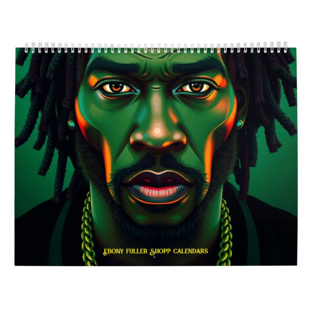 Black Bruh Green with Envy Africa African Man Locs Calendar (Back)
