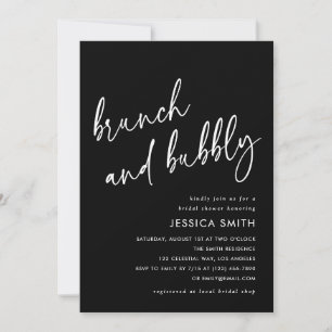 Black Brunch and Bubbly Bridal Shower Photo Invitation