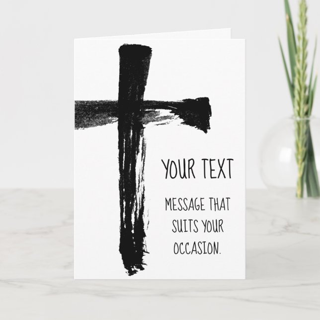 Black Brush Cross - Christian Artistic Crucifix Holiday Card (Front)