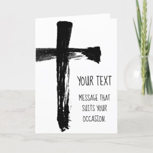 Black Brush Cross - Christian Artistic Crucifix Holiday Card