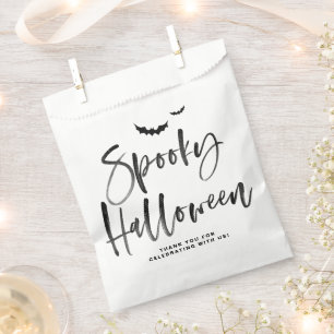 Black Brush Lettering Spooky Halloween  Favour Bags