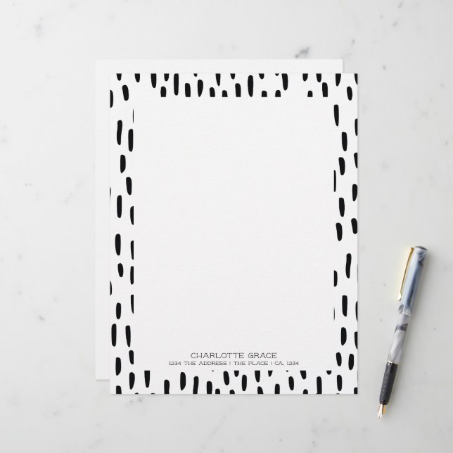 Black Brush Marks Personalised Custom Letterhead (Front/Back In Situ)