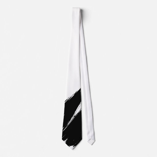 Black Brush Modern White Background Tie (Front)