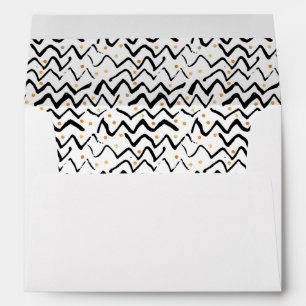 Black Brush Strokes & Dots Pattern Envelope