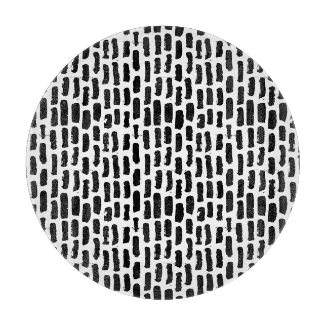 Black Brush Strokes Pattern Cutting Board (Front)