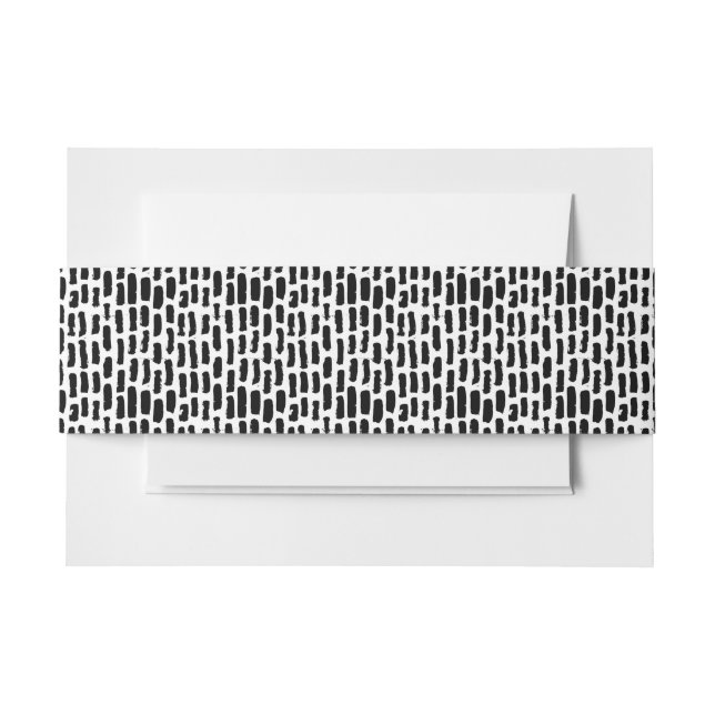 Black Brush Strokes Pattern Invitation Belly Band (Front Example)