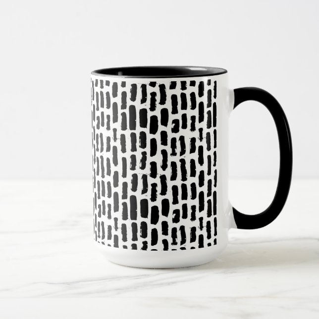 Black Brush Strokes Pattern Mug (Right)