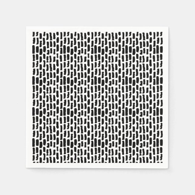 Black Brush Strokes Pattern Napkin (Front)