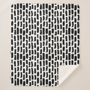 Black Brush Strokes Pattern Sherpa Blanket