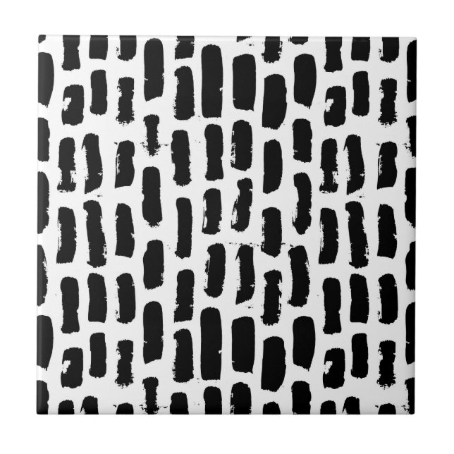 Black Brush Strokes Pattern Tile (Front)