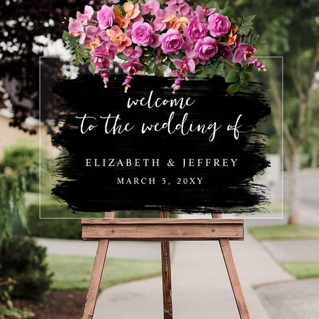 Black Brush Strokes Wedding Welcome Sign (Black Brush Strokes Wedding Welcome Sign)