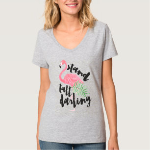 Black brush typography stand tall pink flamingo T-Shirt