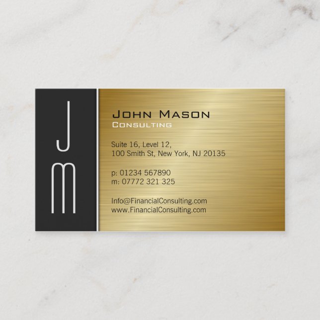 Black Brushed Gold Professional Business Card (Front)