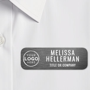 Black Brushed Metal Custom Business Logo Name Tag