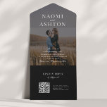 Black | Brushed Overlay Wedding All In One Invitation<br><div class="desc">A modern photo wedding invitation with a coloured photo filter and traditional elegant typography.</div>