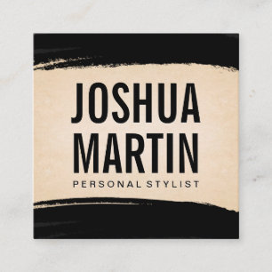 Black Brushed Paper Texture Square Business Card