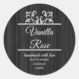 Black Brushed Silver Container Candle Label