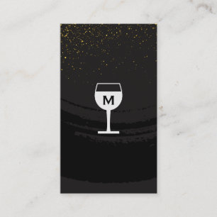 Black Brushed Wine Glass Gold Speckled Business Card