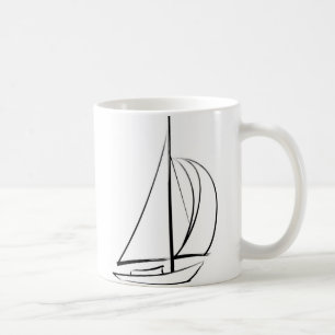 Black Brushstroke Sailboat Coffee Mug