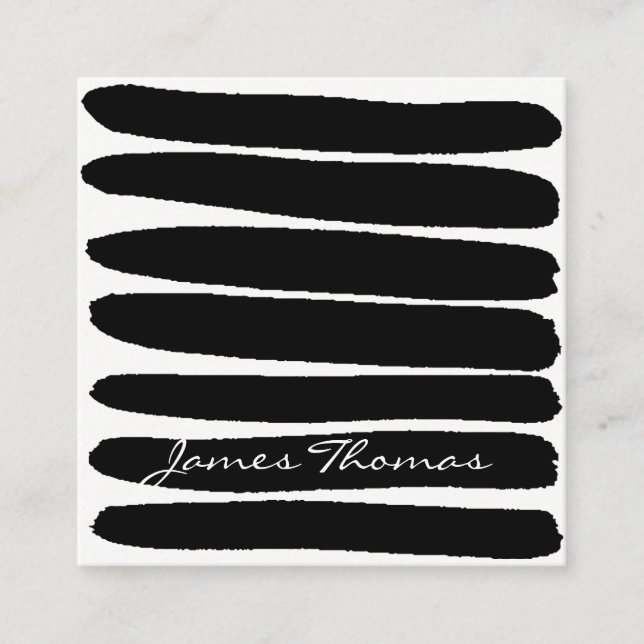 Black brushstrokes simple square business card (Front)