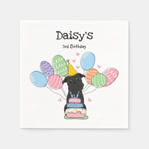 Black Brussels Griffon Birthday Paper Napkin