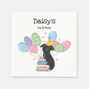 Black Brussels Griffon Birthday Paper Napkin