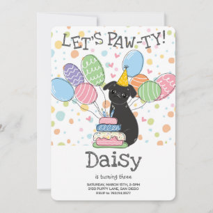 Black Brussels Griffon Birthday Party Invitation