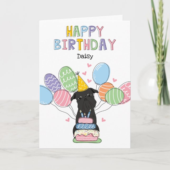 Black Brussels Griffon Dog Birthday Card (Front)