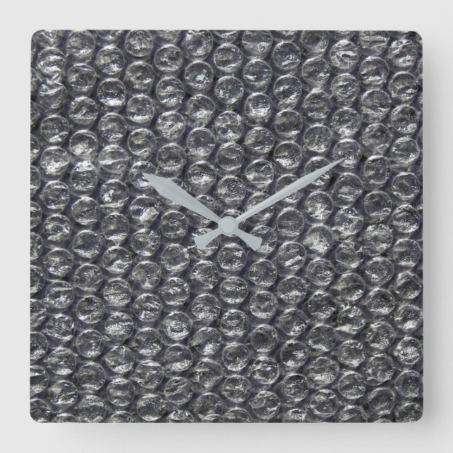 black bubble wrap square wall clock (Front)