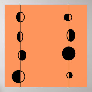 Black bubbles and lines on "peach fuzz" background poster