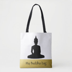 Black Buddha Gold Personalized Tote Bag