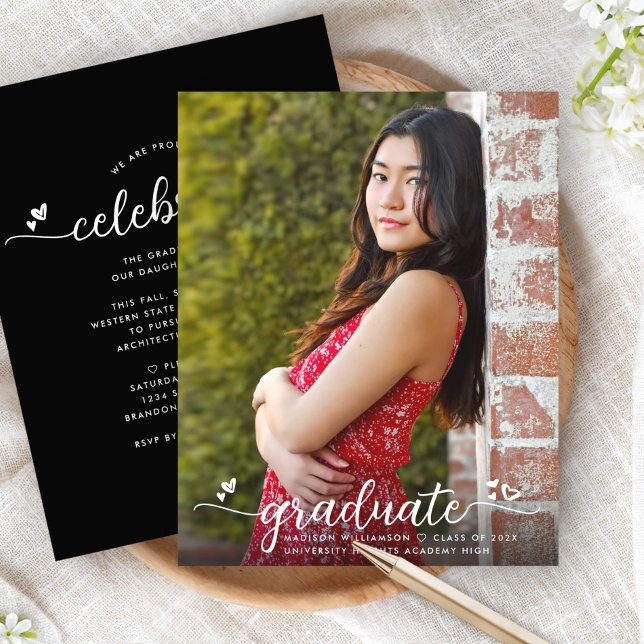 Black Budget Photo Graduation Script Invitation (Creator Uploaded)
