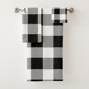 Black Buffalo and gold with Custom Monogram Bath Towel Set