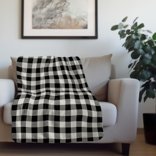 Black Buffalo Check Modern Farmhouse Sherpa Blanket