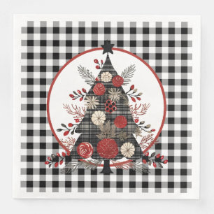 Black Buffalo Plaid Christmas Napkin