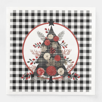 Black Buffalo Plaid Christmas Napkin