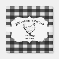 Black Buffalo Plaid Farm Chicken Magnet