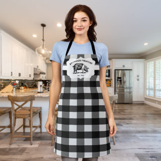 Black Buffalo Plaid Farm Pig Apron