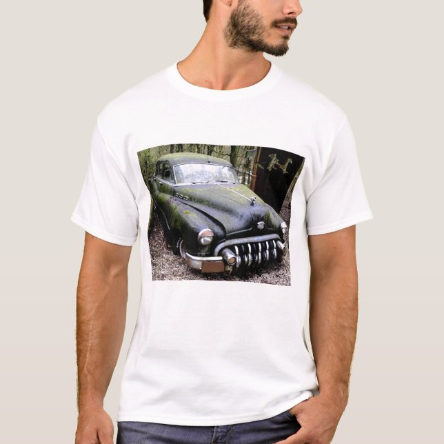 Black Buick  Car with Moss T-Shirt (Front)