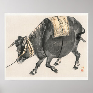 Black bull by Kōno Bairei (1844-1895) Poster