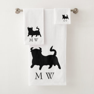 Black Bull Design Monogrammed Bath Towel Set