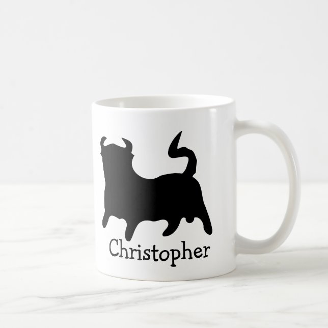 Black Bull Design Personalised Coffee Mug (Right)