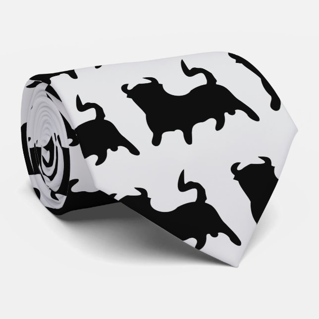 Black Bull Design Tie (Rolled)