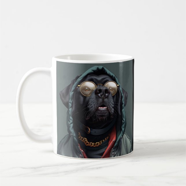 Black bulldog big dog Coffee mug (Left)